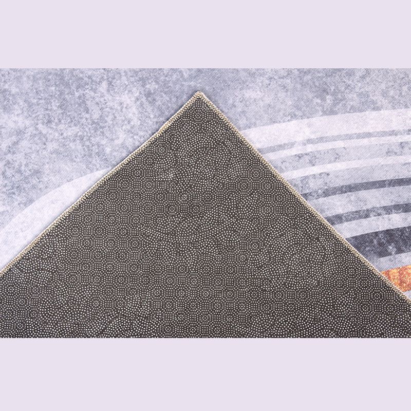 Gray Indoor Carpet Minimalist Geometric Area Rug Polyester Anti-Split Washable Rug