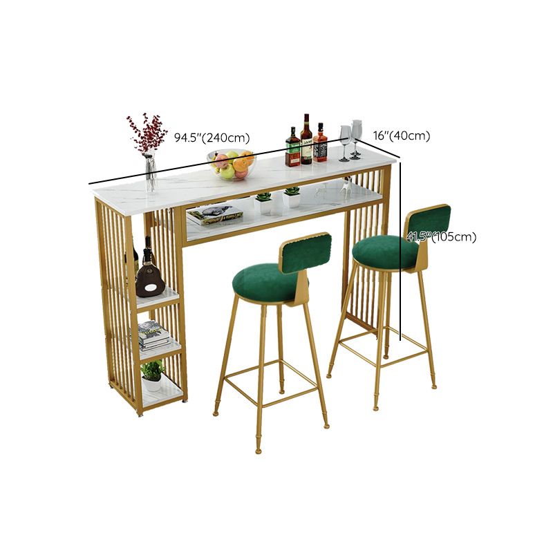 Glam Indoor Bar Stool Table Rectangle Bar Dining Table with Storage