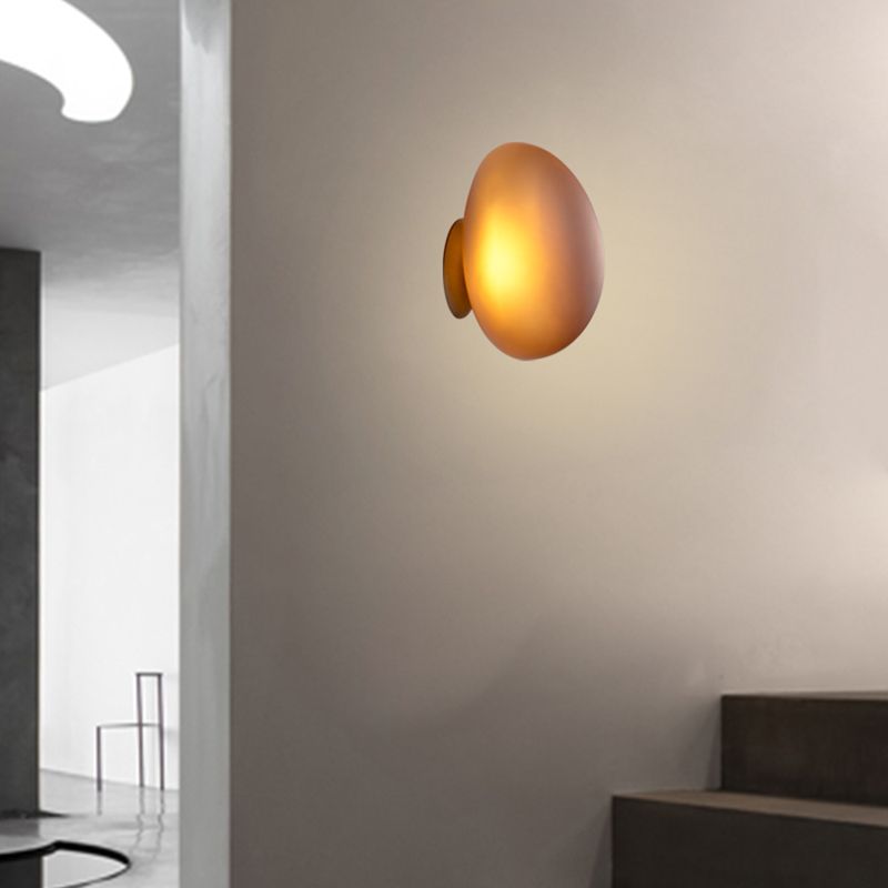 Nordic Style Iron Wall Light Cobblestone Shape Wall Lamp with Glass Shade for Bedroom