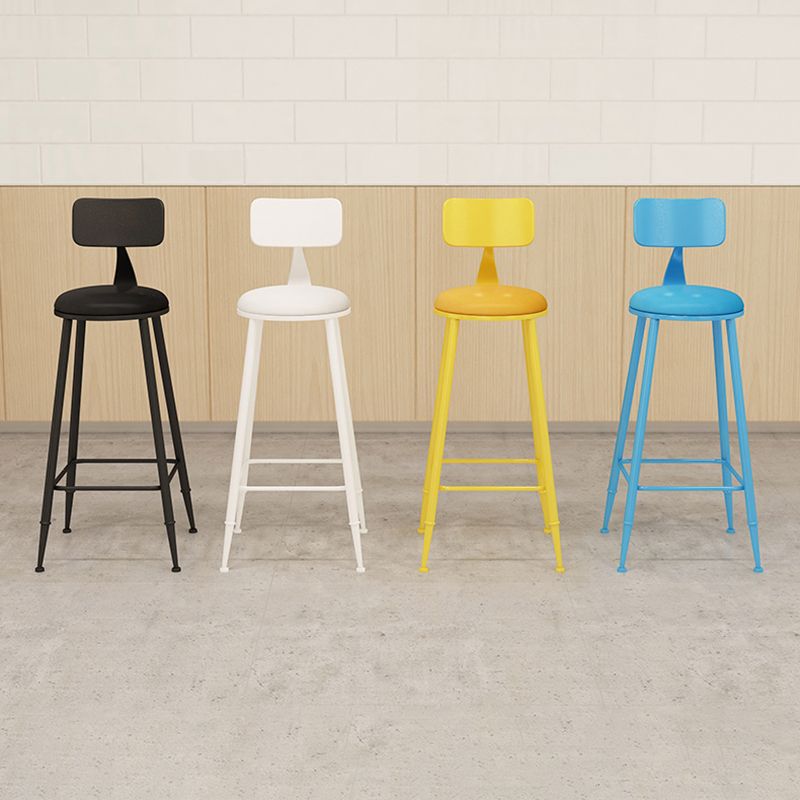Industrial Iron Bar Stool Bar Height Armless Stool with Cushion