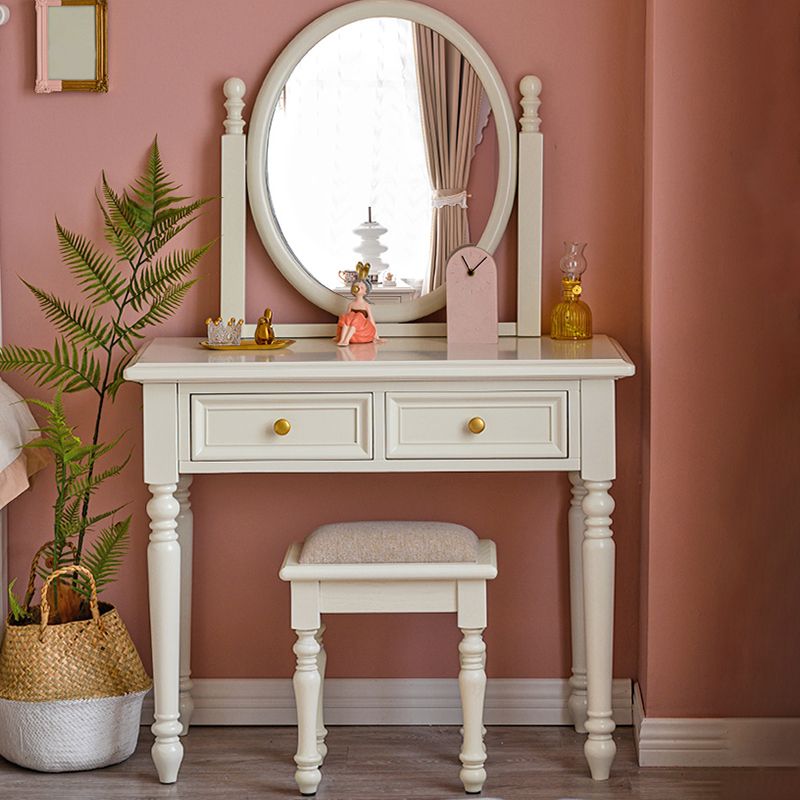 Bright White Ash Vanity Set with Mirror 17.71" Wide Vanity with 2 Drawer