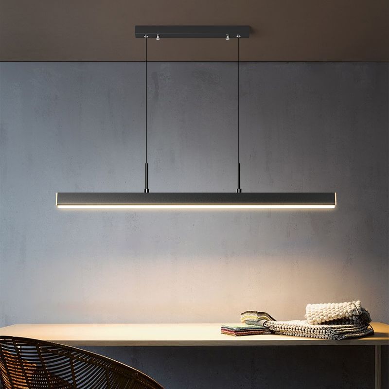 Modern Style LED Hanging Light Fixture Dining Room Simple Rectangle Pendant Lamp