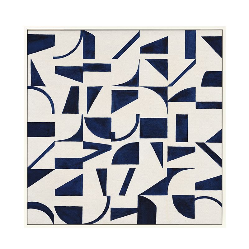 Stunning Graphic Pattern Wrapped Canvas House Interior Scenery Wall Art Print in Blue