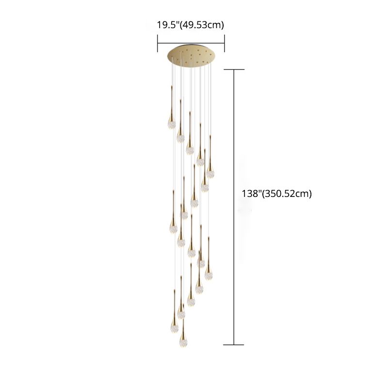 Droplet Hanging Light Fixtures Modern Simple Crystal Ceiling Pendant for Stairwell