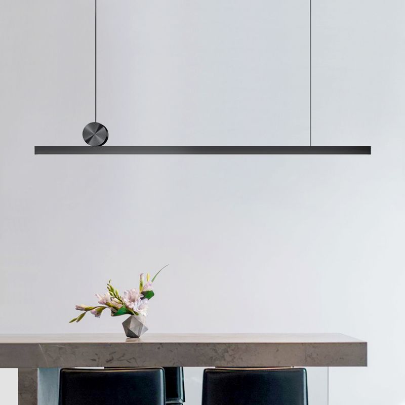Black Modern LED Island Lighting Linear Aluminum Chandelier Light Fixture for Dining Room