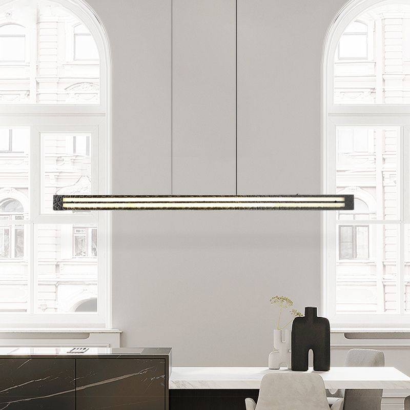 Contemporary Hanging Light Linear LED Island Light Fixture with Glass for Dining Room