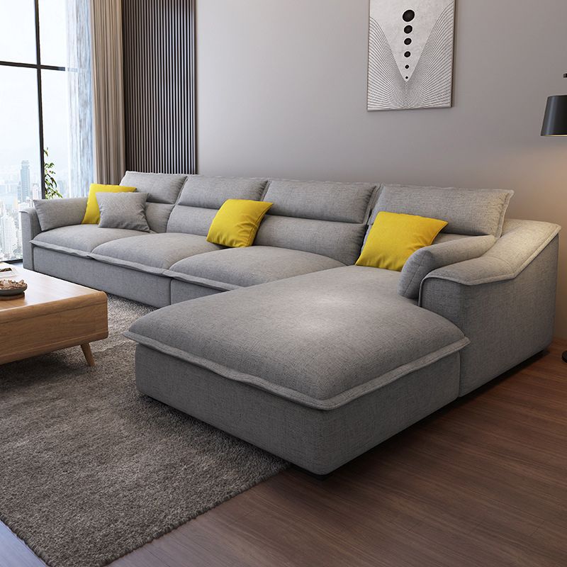129.92" L Sectional with 4 Pillows Back and Sloped Arms for Living Room