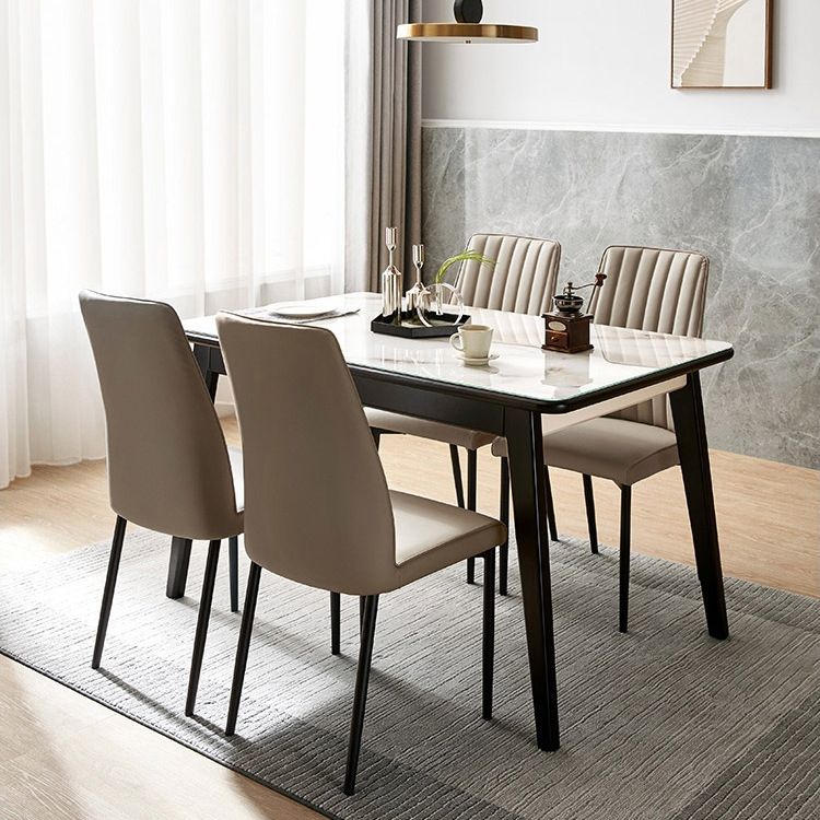 Faux Leather Dining Chairs Contemporary Upholstered Chairs with Metal Base