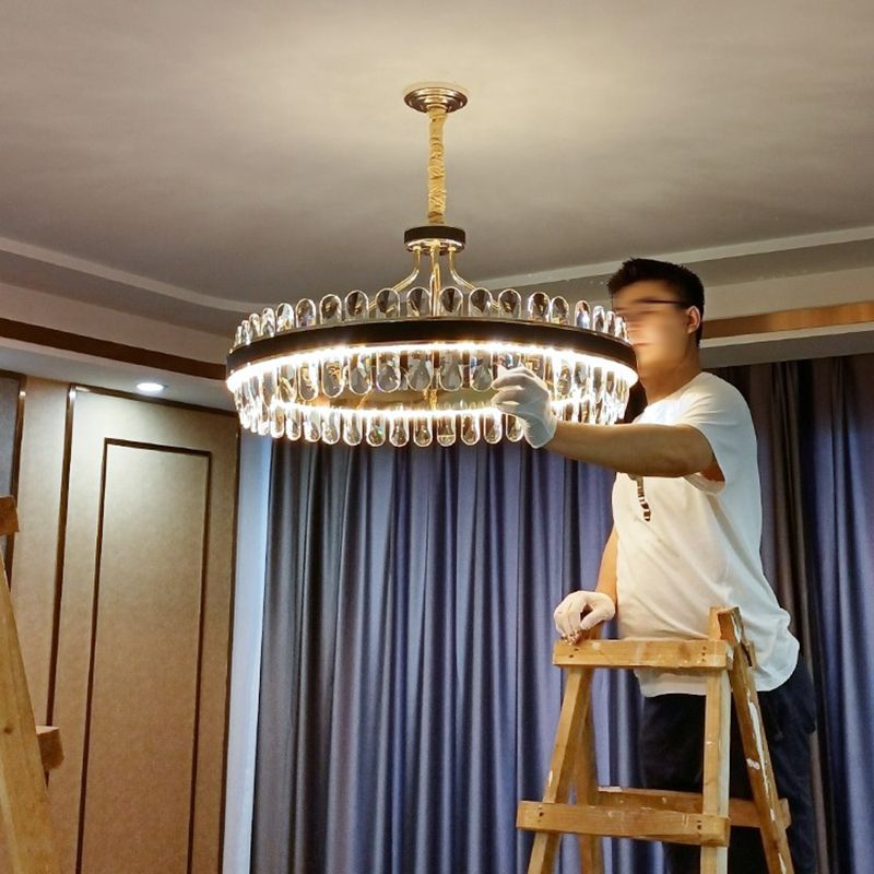 Éclairage de salle à manger moderne lustre circulaire suspendue suspendue cristal