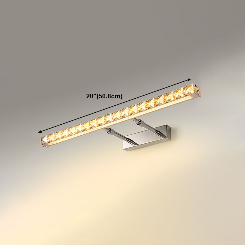 1 Light Linear Vanity Lighting Fixtures Modern Style Crystal LED Mirror Lights