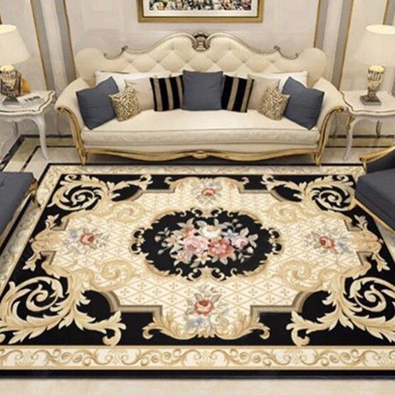 Multicolor Floral Print Rug Polyester Nordic Carpet Non-Slip Backing Indoor Rug for Living Room