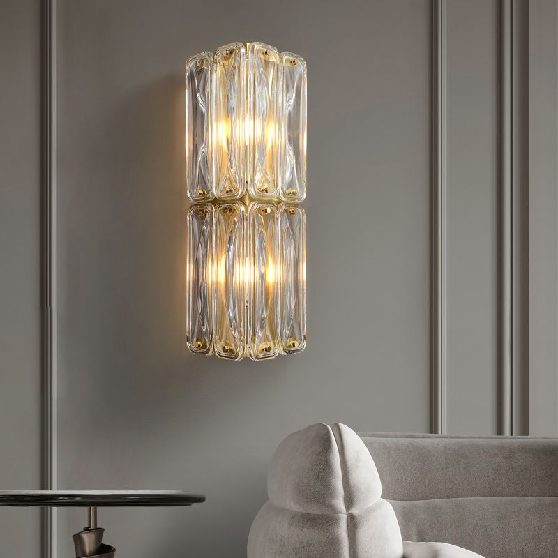 Modern Wall Sconce Metal Geometric Shape Wall Light with Glass Shade for Bedroom