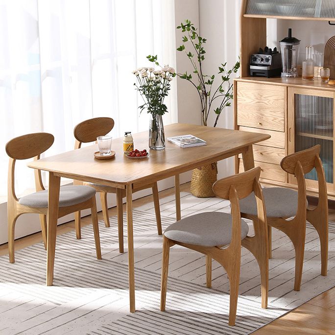 Mesa de comedor rectangular colección de comedor de madera maciza con 4 pies
