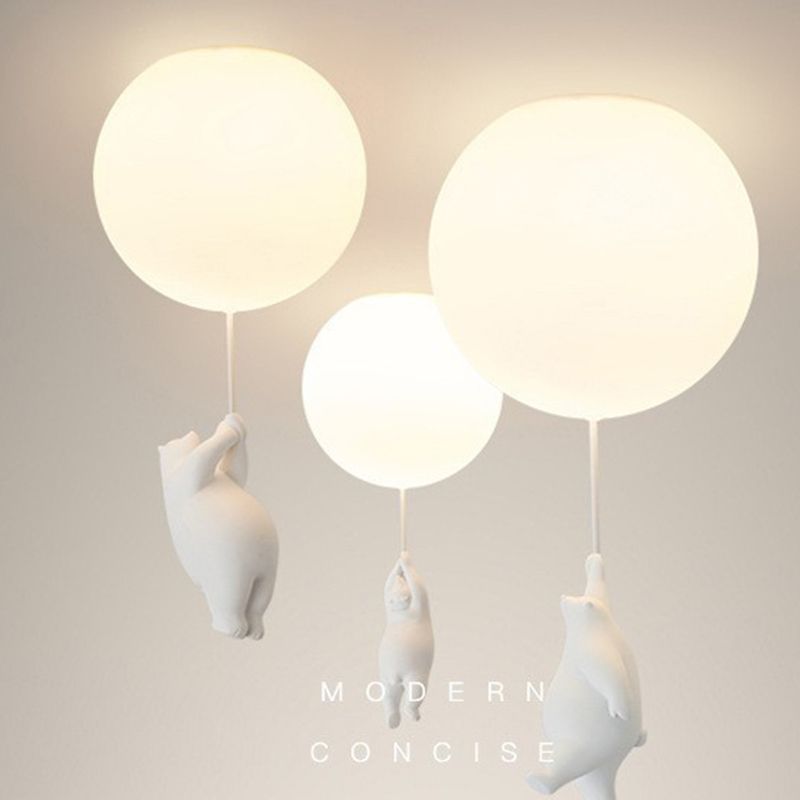 Spherical Ceiling Mount Light Creative Bear Shape Close to Ceiling Light for Bedroom