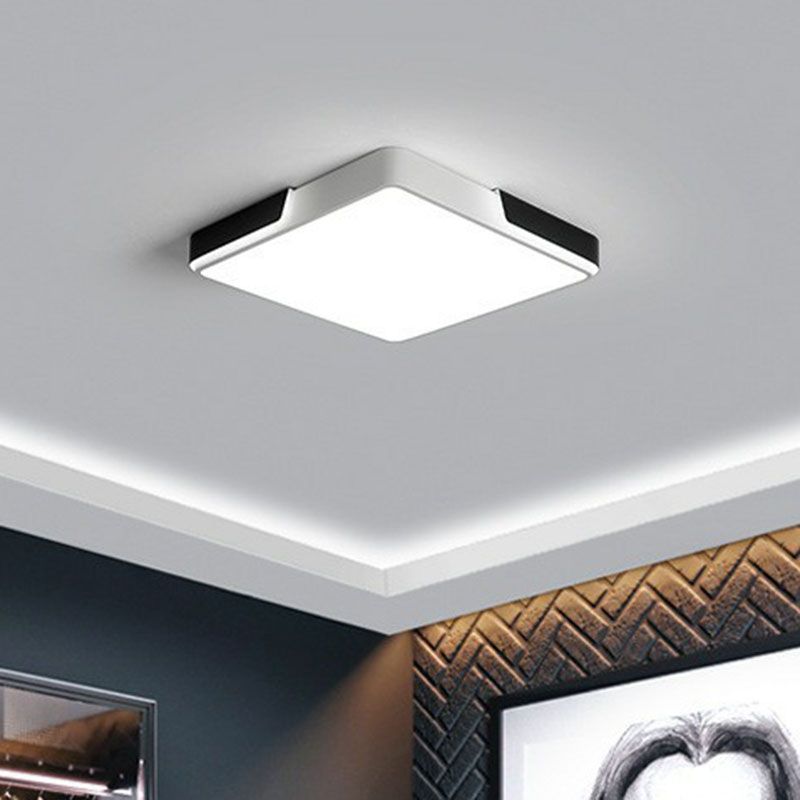 Geometric Living Room Flush Light Metal LED Flush Ceiling Light Fixture in Black and White