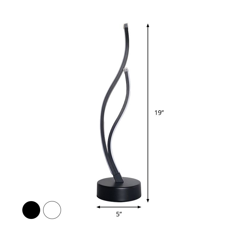 LED Living Room Desk Light Modernist Black/White Task Lighting with Curved Acrylic Shade