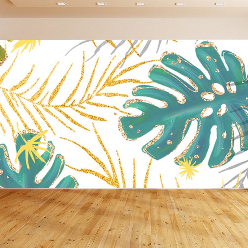 Papier peint Mural Tropical couleur Pastel, énormes feuilles de palmier, décoration murale pour salon