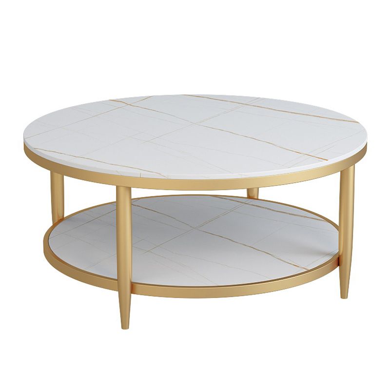 Glam Round 4 Legs Coffee Table Slate Top Coffee Cocktail Table