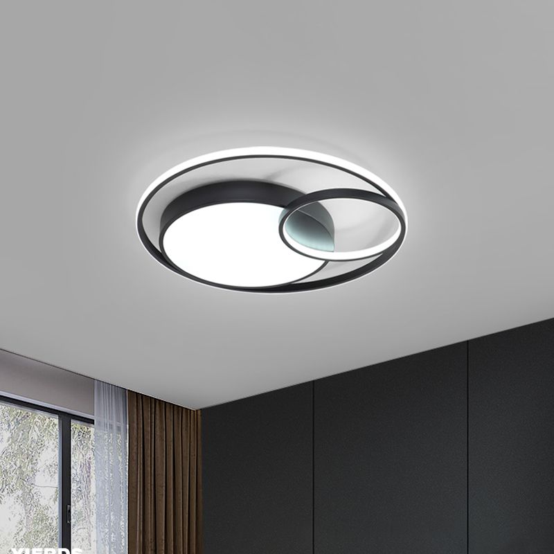 Lampe circulaire encastrée Simple en acrylique, plafonnier LED noir/blanc/or pour dortoir, lumière blanche/3 couleurs