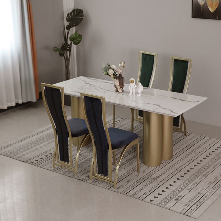 Metal Traditional Luxury Rectangle Indoor Table Sintered Stone Table for Home