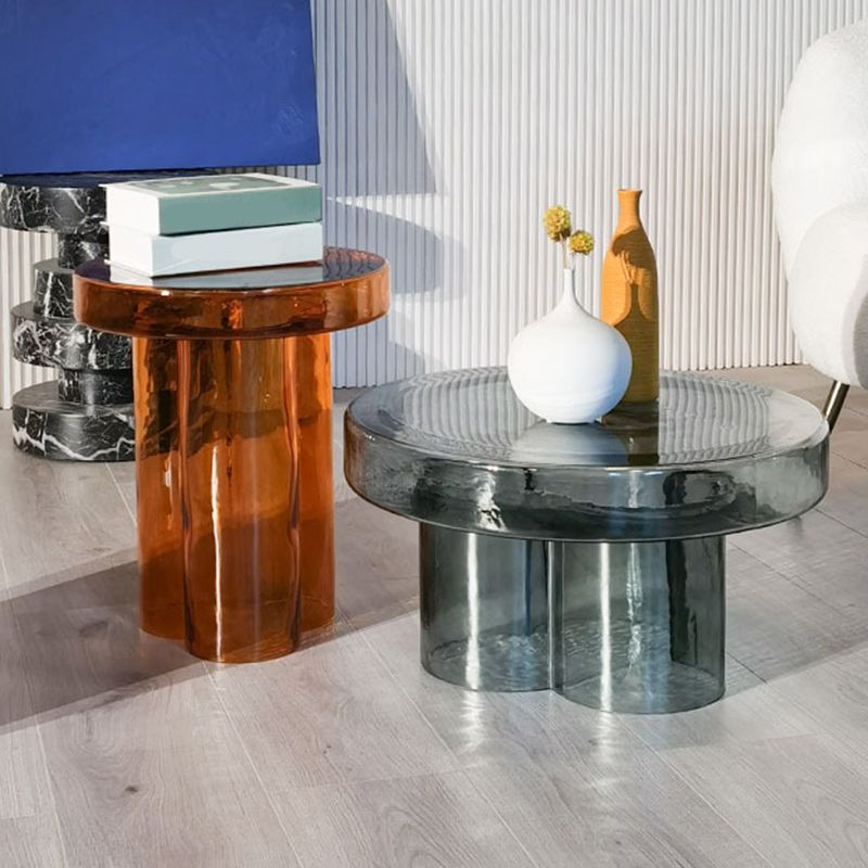 Contemporary Round Glass Coffee Table Pedestal Cocktail Table