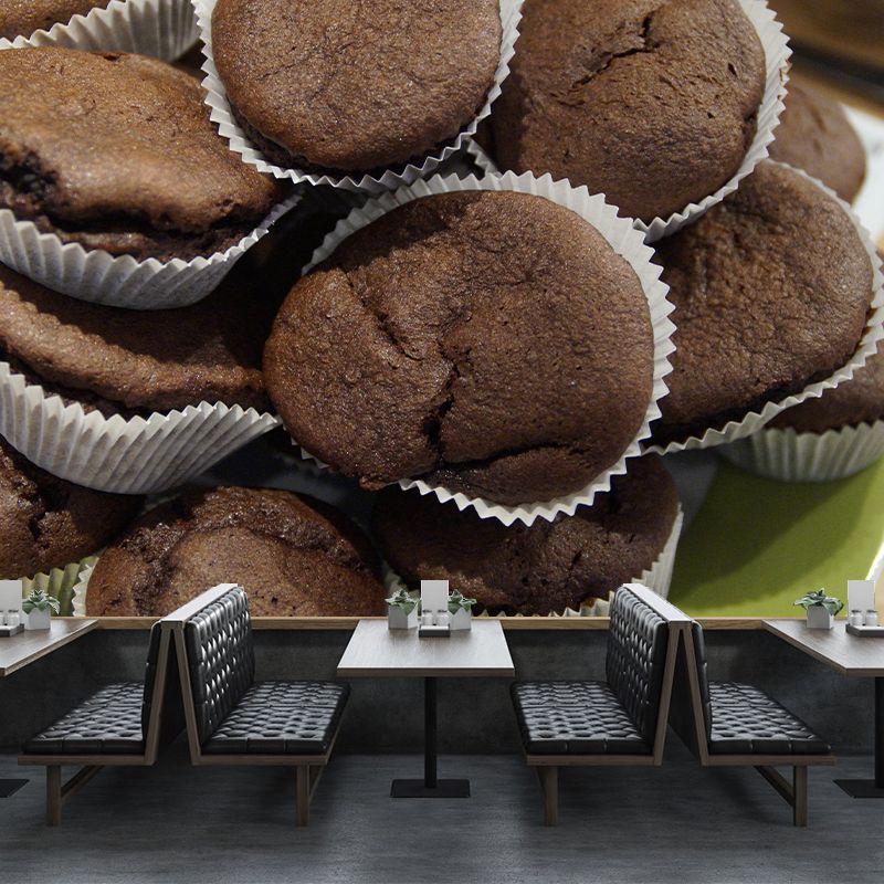 Customized Tasty Muffin Mildew Resistant Mural Wallpaper for Baking Shop