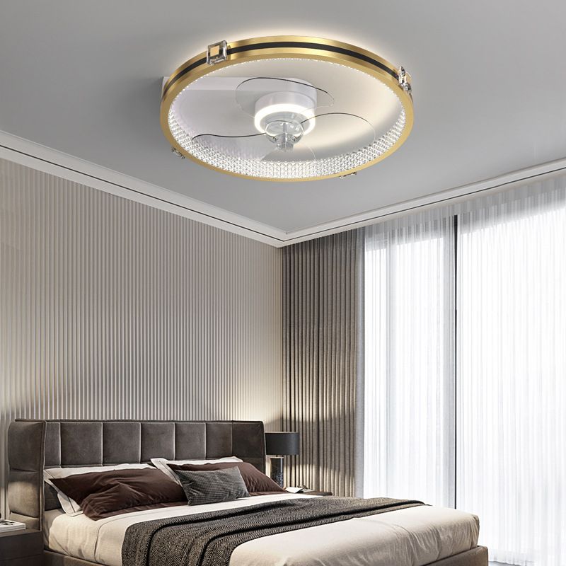 Metal Round Shape Ceiling Fan Modern Style Multi Lights Ceiling Fans Fixtures