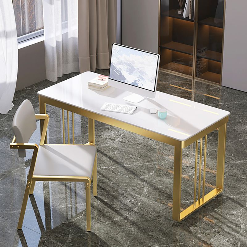 Glam Engineered Wood Writing Desk Bedroom Office Desk with Metal Legs
