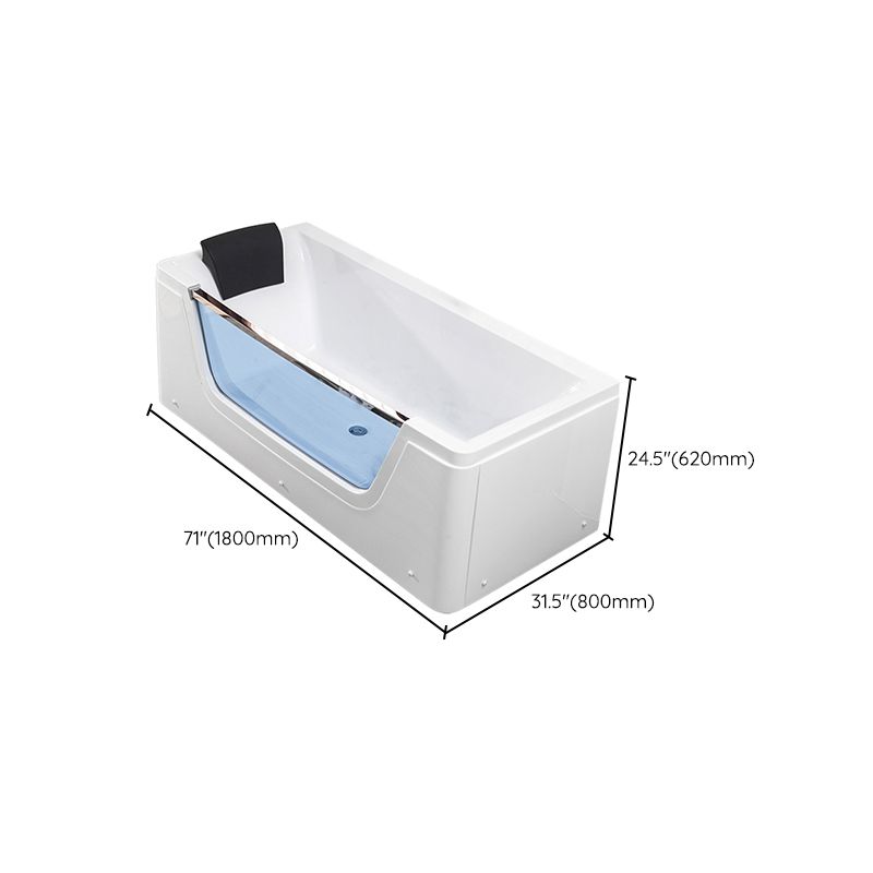Modern Rectangle Acrylic Bathtub Back to Wall with Massage Device and Drain Bath Tub