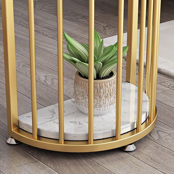 Glam Marble Table with Oval Table Top Gold Double Pedestal Table with 42-inch Height