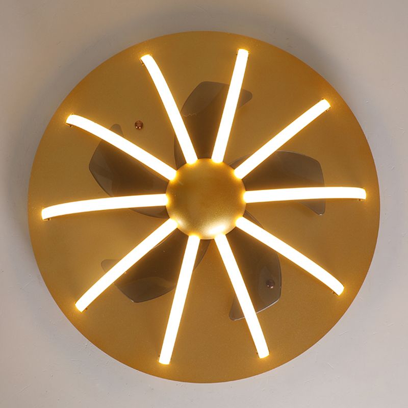 23,5 "W Gold Cage Semi Mount Lighting Minimalist Metall LED Deckenleuterleuchte mit 5 Klingen und Fernbedienung