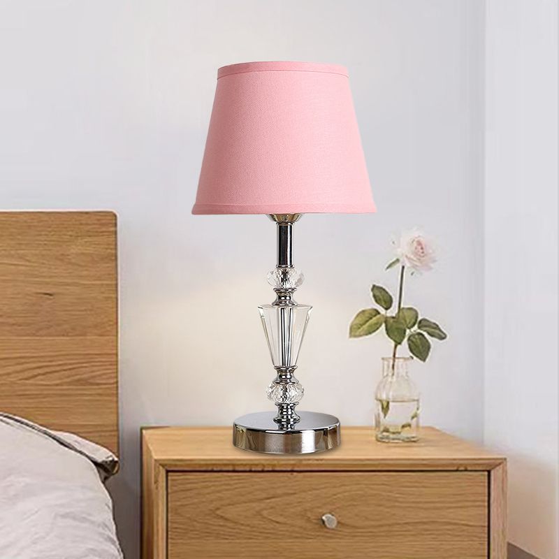 Cono de tela/campana panel Luz modernista 1 cabeza lámpara de escritorio pequeña en rosa/beige para sala de estar