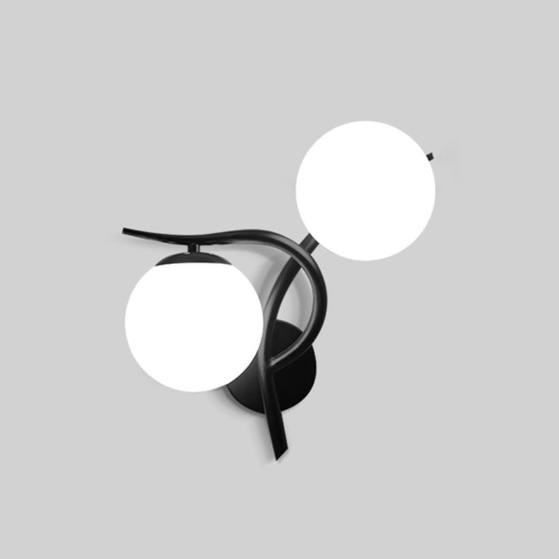 Shaded Bedroom Wall Sconce Lighting Glass Nordic Style Wall Lighting Fixture in Black