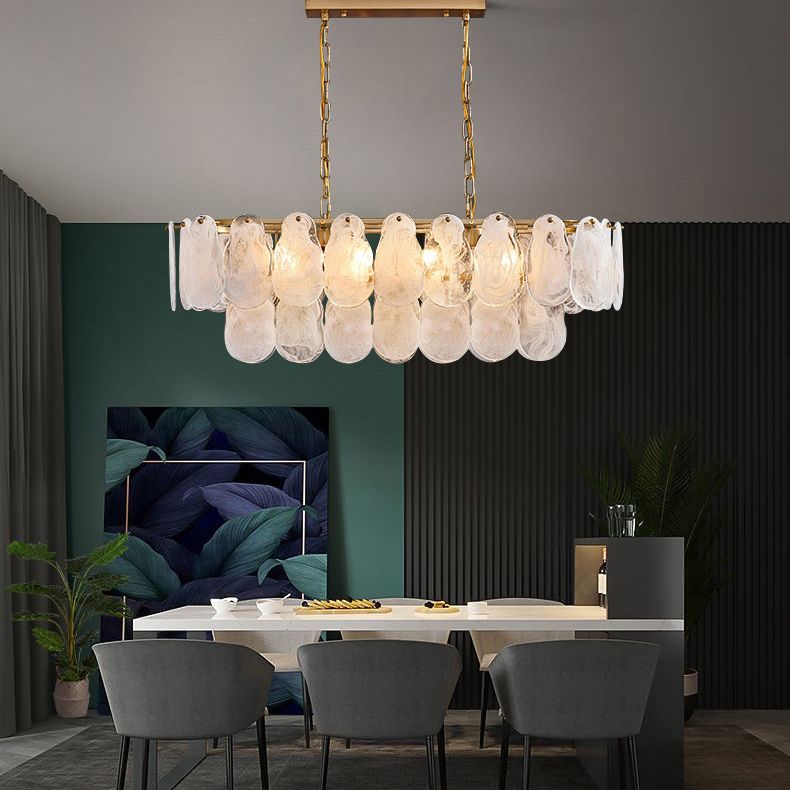 8 Light Gem Island Lighting Modern Lighting Chandelier Glass And Metal Island Lamps in Gold