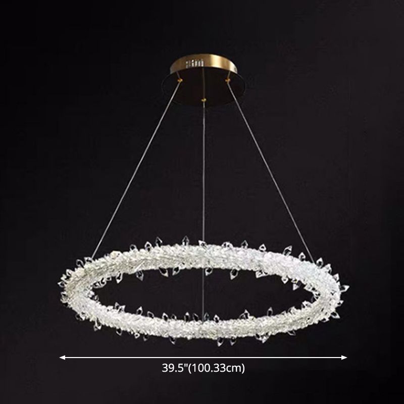 Ultra-modern Circle Chandelier Lamp Crystal Hanging Pendant Lights for Restaurant