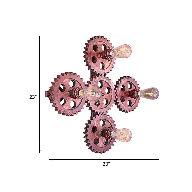 4 Lichter Zahnrad Wandbeleuchtung antike stilvolle dunkle rostelötzliche Lampenlampe für das Restaurant
