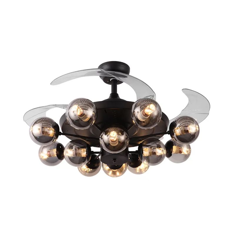 48 "breit geometrische Hangdüfter Leichtsexerität Metall Black Semi-Flush-Halterung mit 4 Klingen
