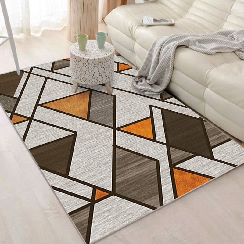 Multicolored Living Room Rug Modern Geometric 3D Illusion Rug Synthetics Non-Slip Backing Stain Resistant Machine Washable Area Rug