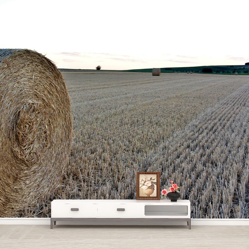 Customized Straw Bales Mural Environment Friendly Wallpaper for Fireplace