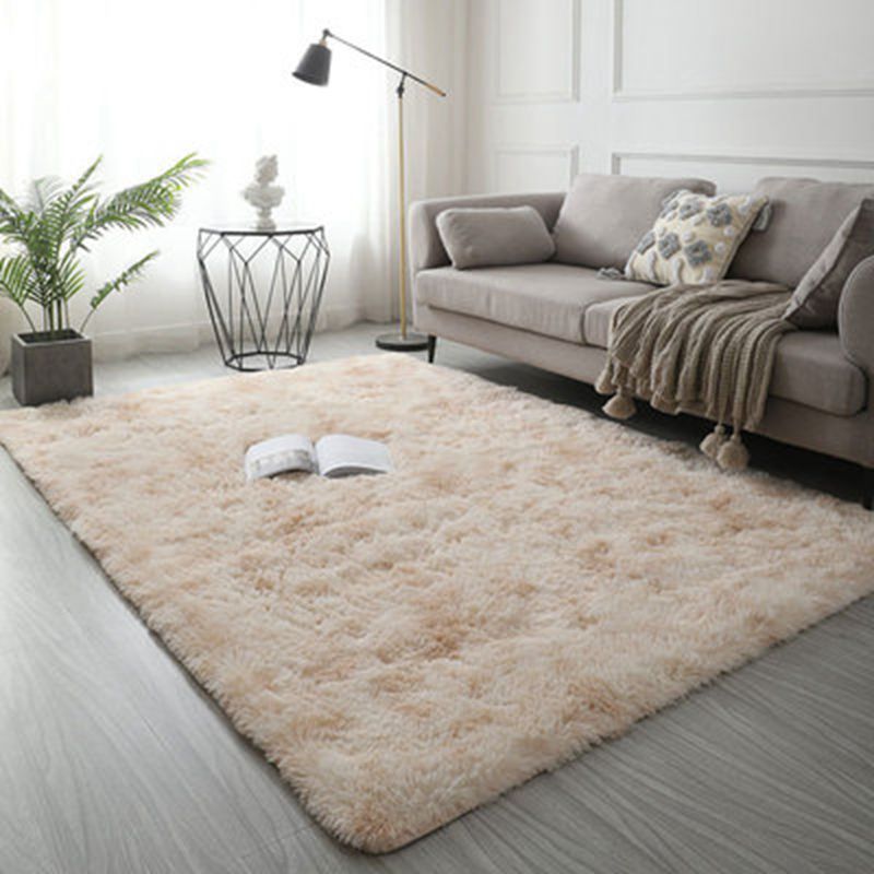Modern Solid Color Soft Rug Rectangle Long Villus Loom Rug for Bedroom