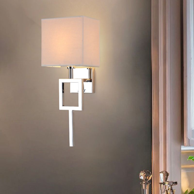 Lampada quadrata contemporanea in tessuto lampada in tessuto LED Wall Sconce Sconce in beige per camera da letto