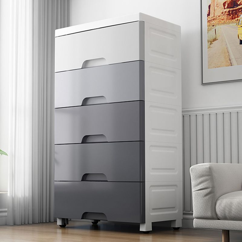Contemporary Plastic Storage Cabinet for Bedroom Grey Cabinet with Drawers
