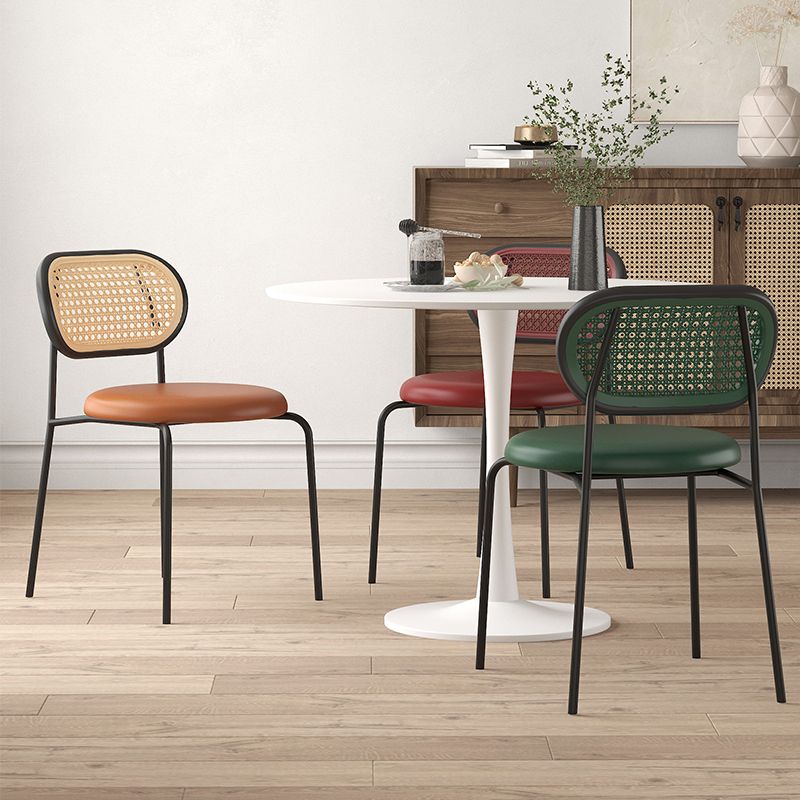 Industrial Upholstered Side Chair Open Back Armless Chair for Dining Room