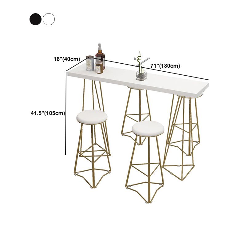 Glam Style Bar Table Rectangle Solid Wood Bar Dining Table for Living Room