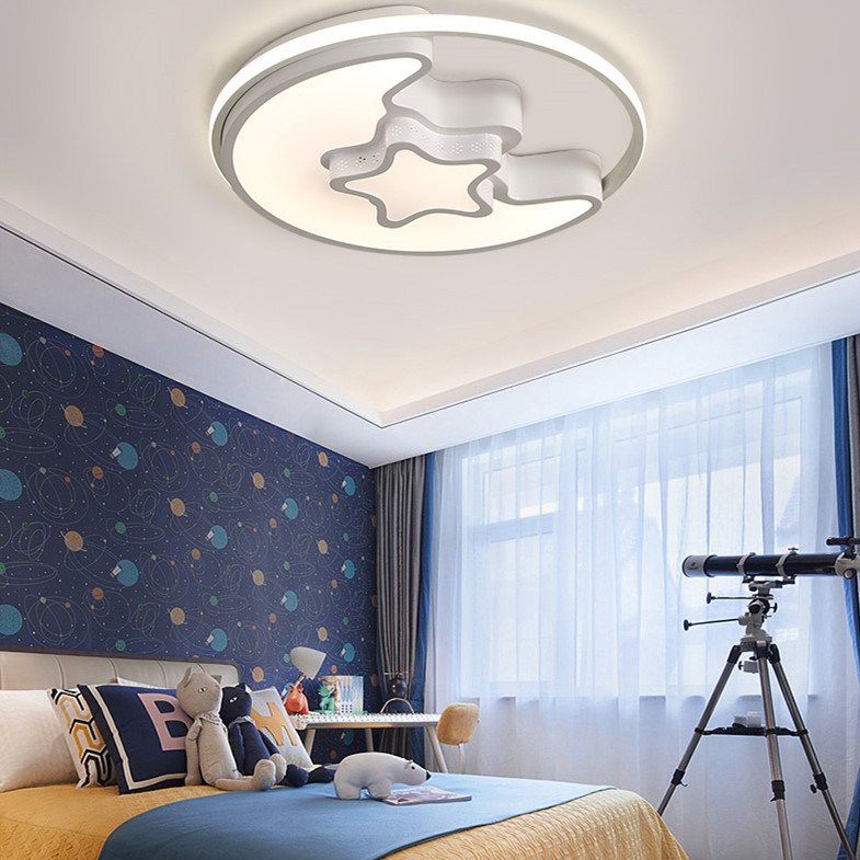Moon And Star Flush Mount Light Fixtures Kids Acrylic Ceiling Mount Light Fixture for Children Bedroom