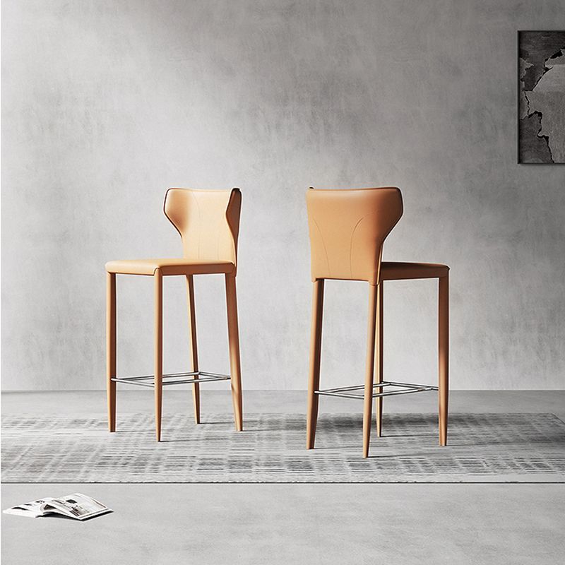 Indoor Faux Leather Counter Chair Contemporary Metal Legs Bar Stools