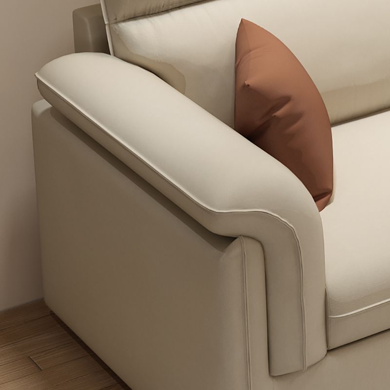 Contemporary Faux Leather Sofa with Ottoman Included in Pine Wood