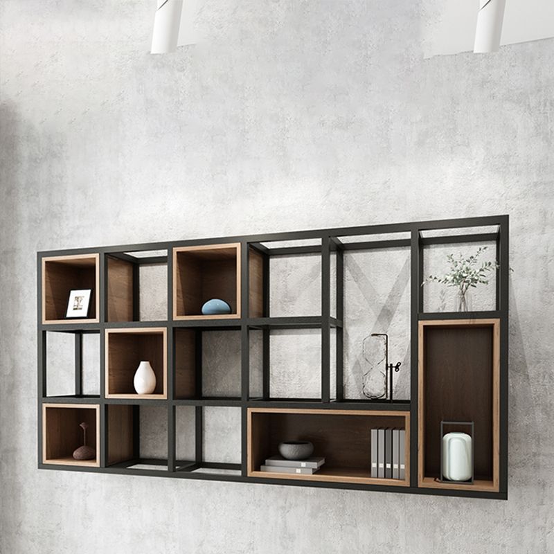 Industrial Style Bookcase Wall Mounted Bookshelf for Office and Study Room