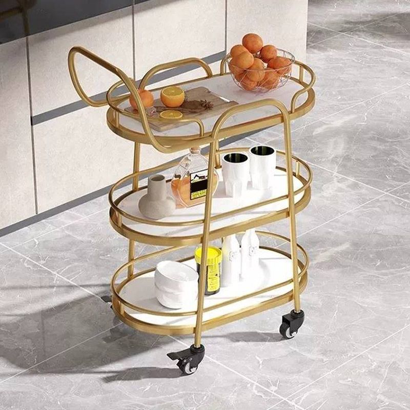 Rolling Modern Prep Table Home Dining Marble Kitchen Trolley