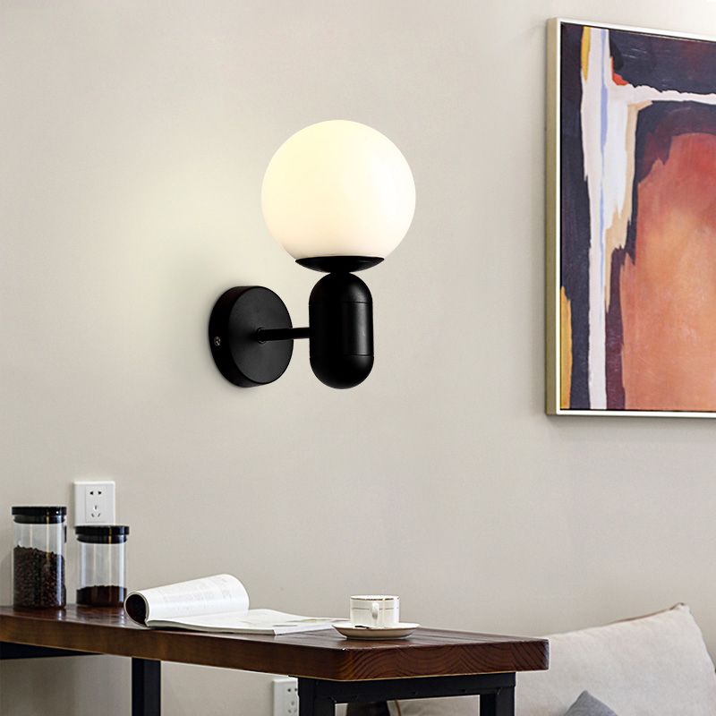 Metalen capsule SCONCE LICHT MET GLOBE TADE HALLWAY FOYER 1 Lichte macaron -stijl wandlamp